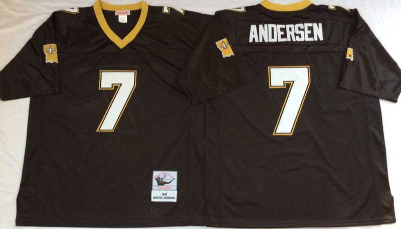 Saints 7 Morten Anderson Black M&N Throwback Jersey->nfl m&n throwback->NFL Jersey